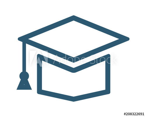 500x400 Blue Scholarship Square Graduation Cap Hat Image Vector Icon Logo