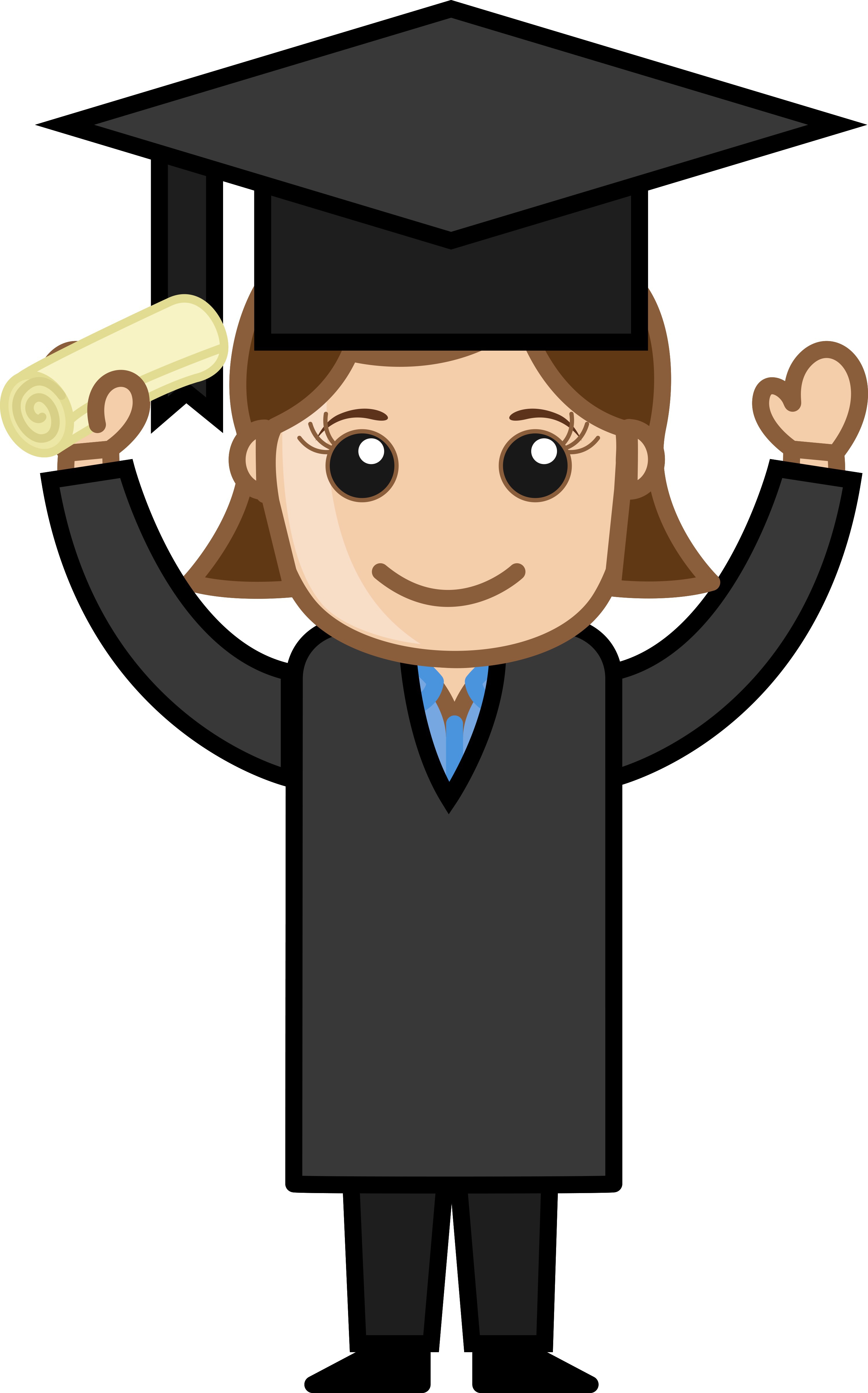 3000x4815 Woman In Graduation Dress Cartoon Office Vector