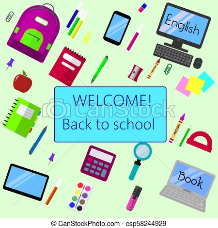 450x470 Back To School Background, Vector Illustration. Back To School