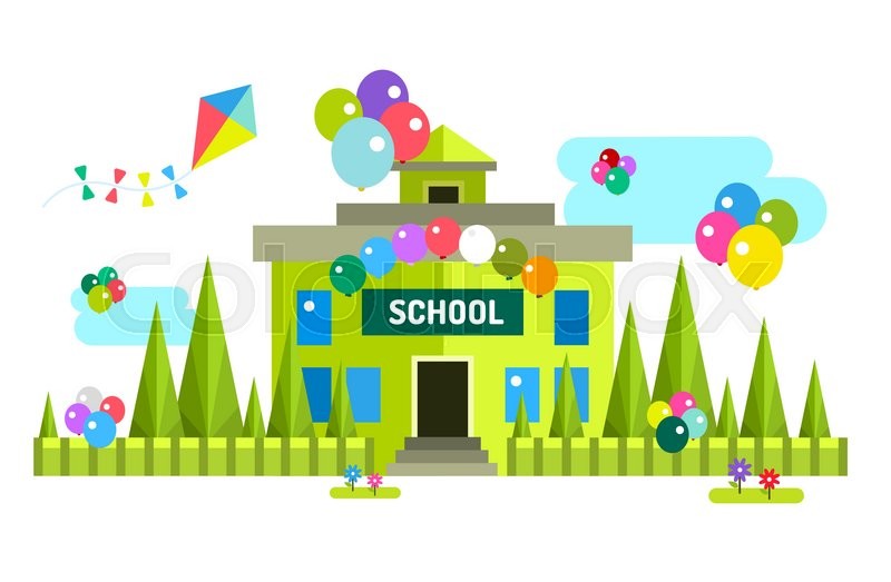 800x523 Back To School Background. Vector School Building Illustration