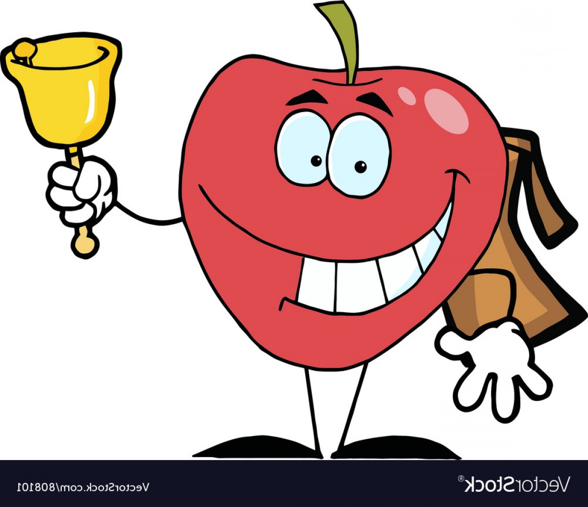 1200x1036 Happy Red School Apple Ringing A Bell Vector Lazttweet