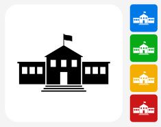 235x185 School Building Icon Flat Graphic Design Vector Art Illustration