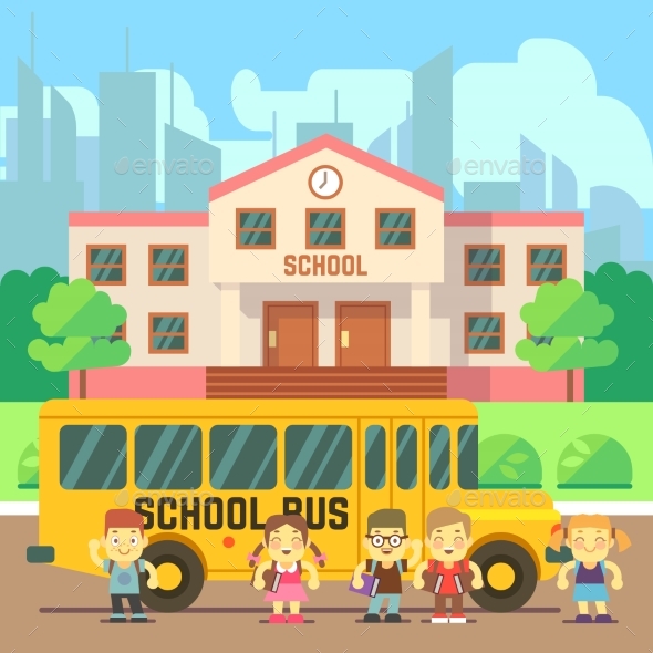 590x590 School Building Vector Flat Concept By Microvone Graphicriver