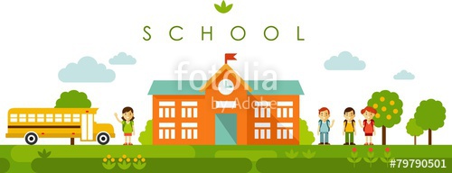 500x192 Seamless Panoramic Background With School Building In Flat Style