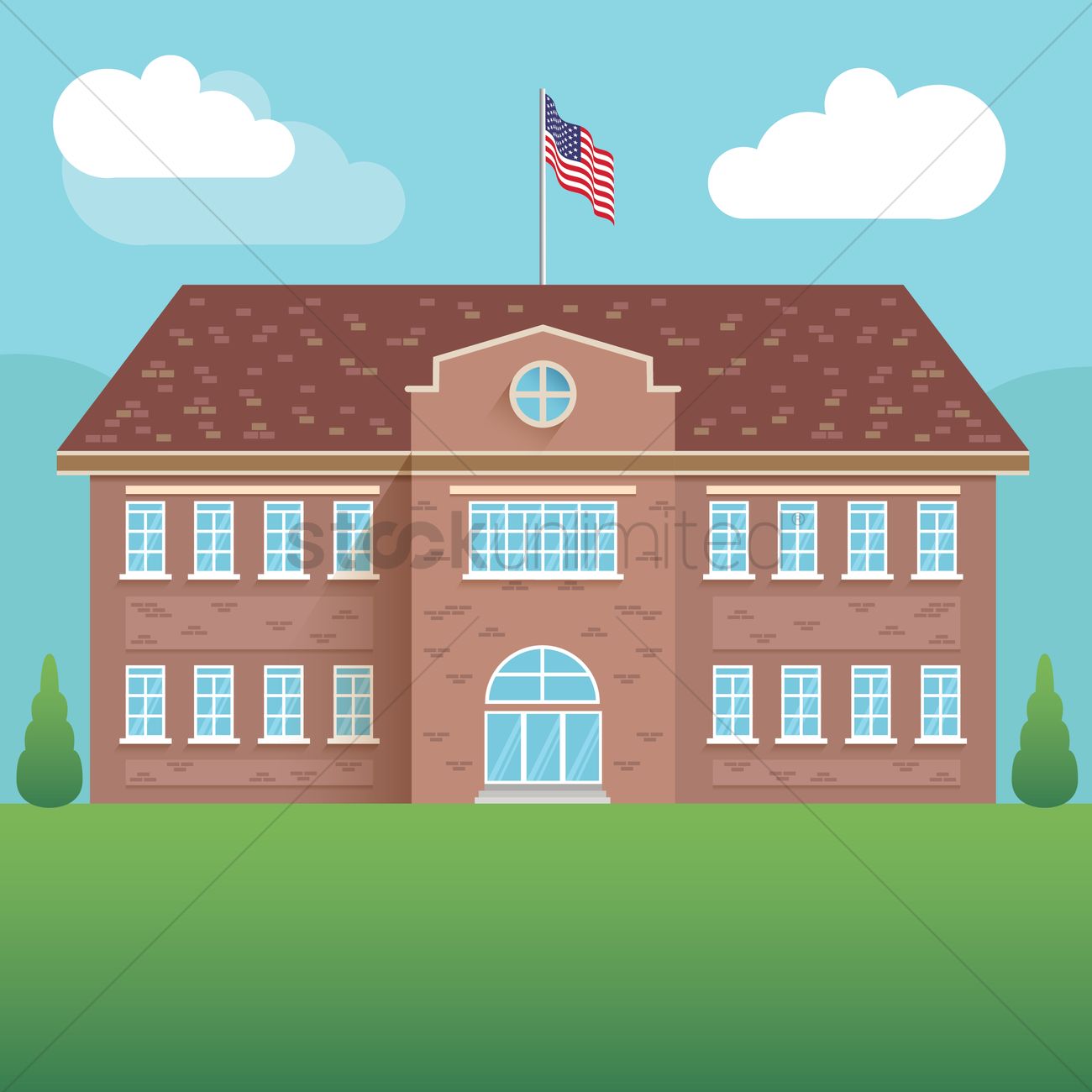1300x1300 Usa School Building Vector Image