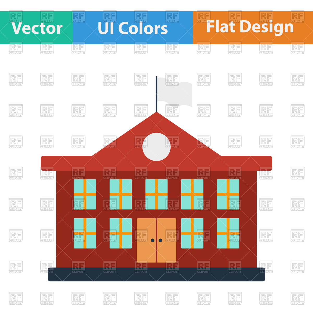 1200x1200 Flat Design Icon Of School Building In Ui Colors Vector Image