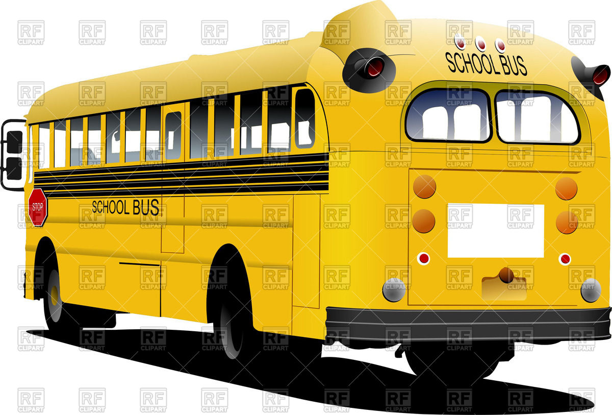1200x813 Rear View Of Yellow School Bus Vector Image Vector Artwork Of