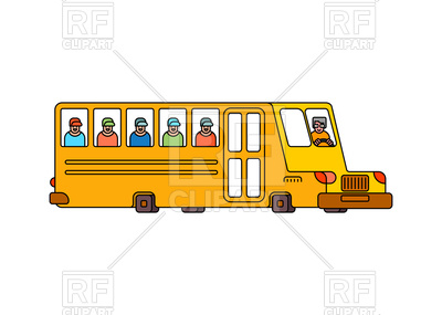 400x285 Yellow School Bus Contour Style Icon Vector Image Vector Artwork