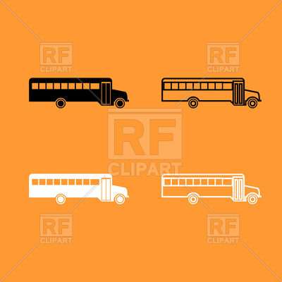 400x400 School Bus Black And White Set Icon Vector Image Vector Artwork