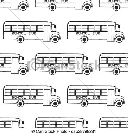 450x470 School Bus Seamless Pattern. Back To School Doodle Seamless