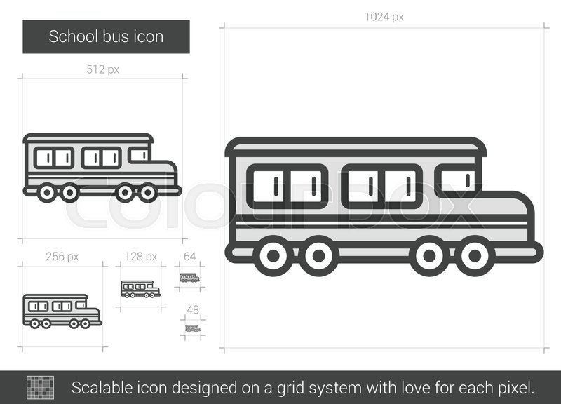 800x576 School Bus Vector Line Icon Isolated On White Background. School