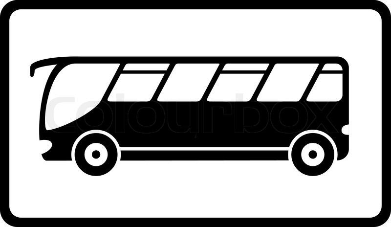 800x464 Traveling Icon With Black Isolated Bus Silhouette Stock Vector