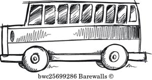 300x158 Art Print Of Doodle Sketch School Bus Vector Art Barewalls