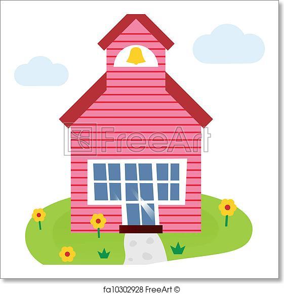 561x581 Free Art Print Of Cartoon School Building Illustration
