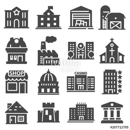 500x500 Government Building Icons Set Of Police School House Isolated