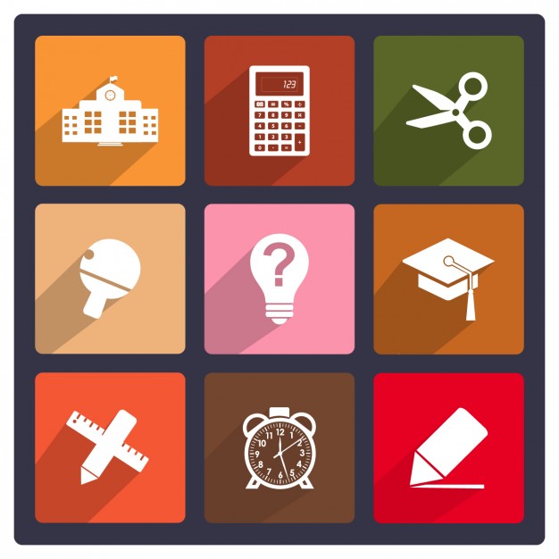 626x626 Flat School Icon Collection Vector Free Download