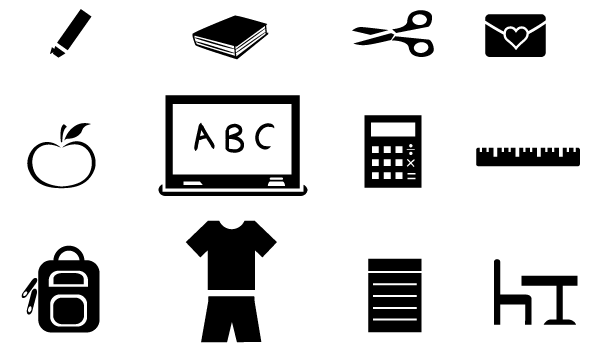 600x350 Free Vector School Icons 123freevectors