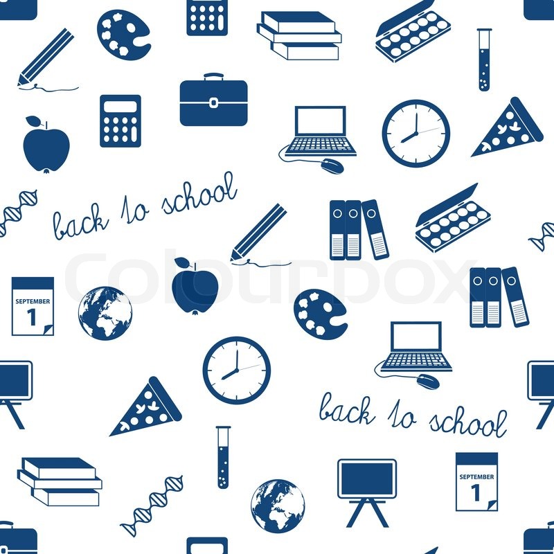 800x800 Seamless School Icons Pattern Stock Vector Colourbox