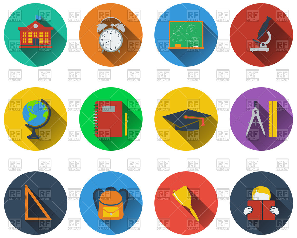 1200x960 Set Of School Icons In Flat Design Vector Image Vector Artwork