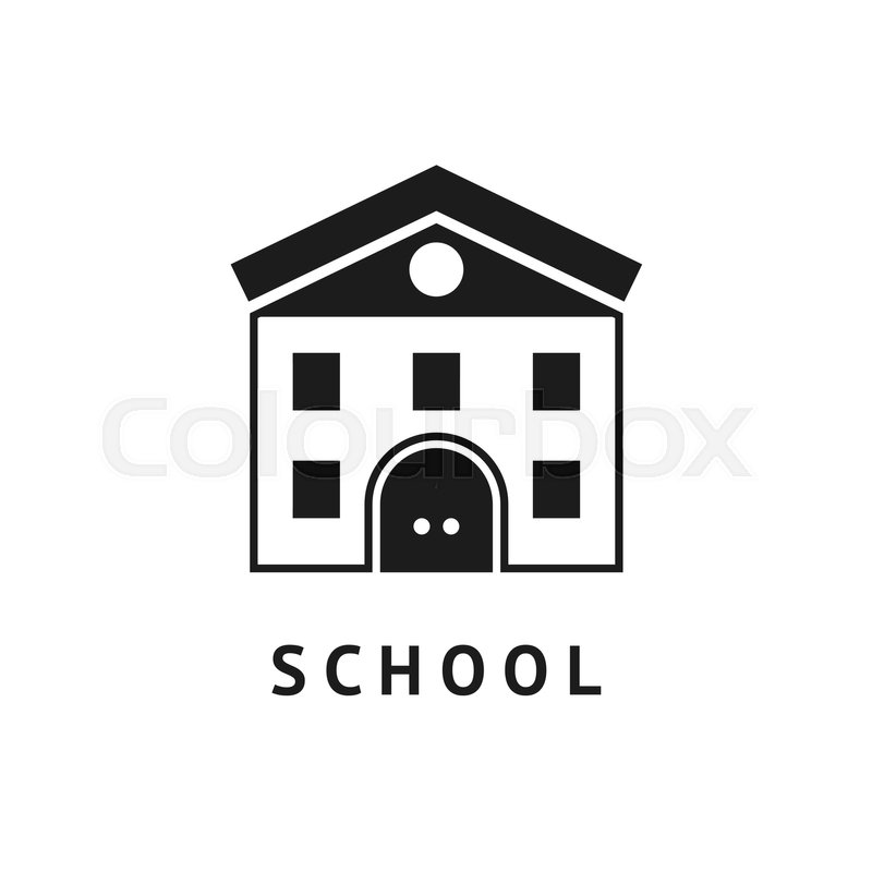 800x800 Digital Vector Black School Icon With Drawn Simple Line Art