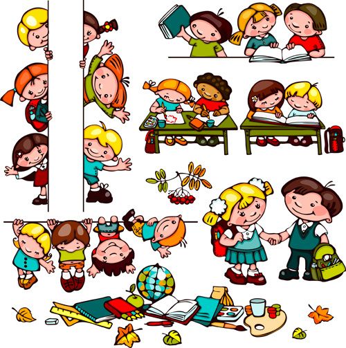 500x503 Cartoon School Children Cute Design Vector Hacer Carpetas