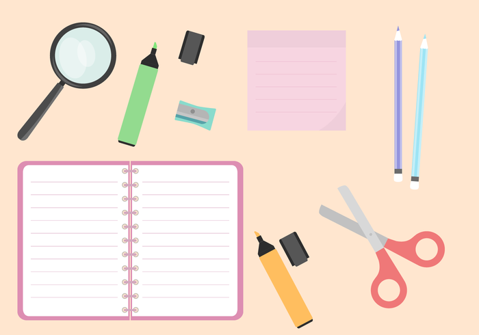 700x490 School Supplies Vector