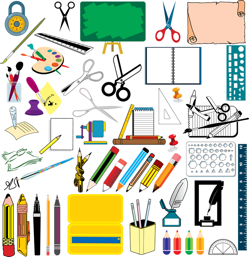 800x827 School Supplies Vector