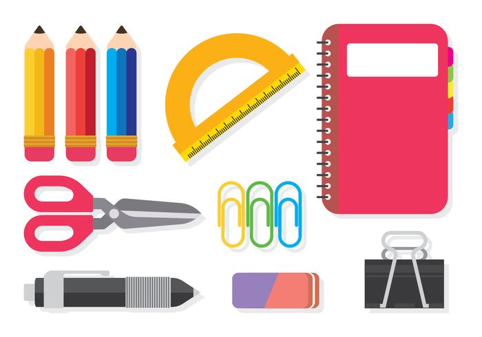 700x490 School Supplies Vector Set