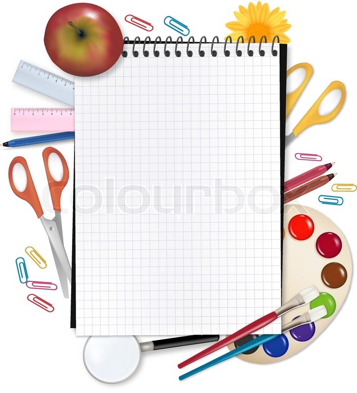 728x800 Back To School. Paper With School Supplies. Vector. Stock Vector