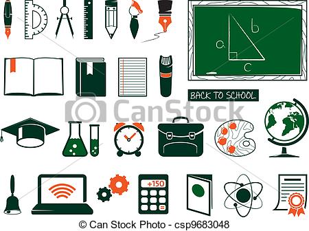 450x336 Set Of School Supplies. School Ang College Icons.