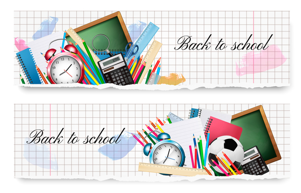 600x385 Back To School Banners With School Supplies Vector Free Download