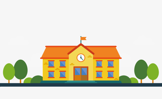 650x400 Cartoon Orange School Vector, Vector Diagram, Orange House, Tree