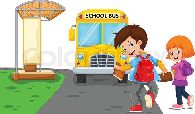 800x468 Back To School. Vector Illustration Of Cartoon Kids Going To