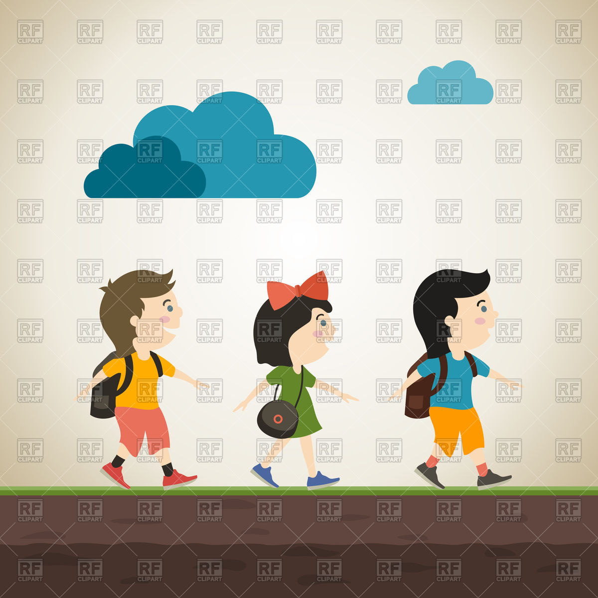 1200x1200 Children Go To School Vector Image Vector Artwork Of People