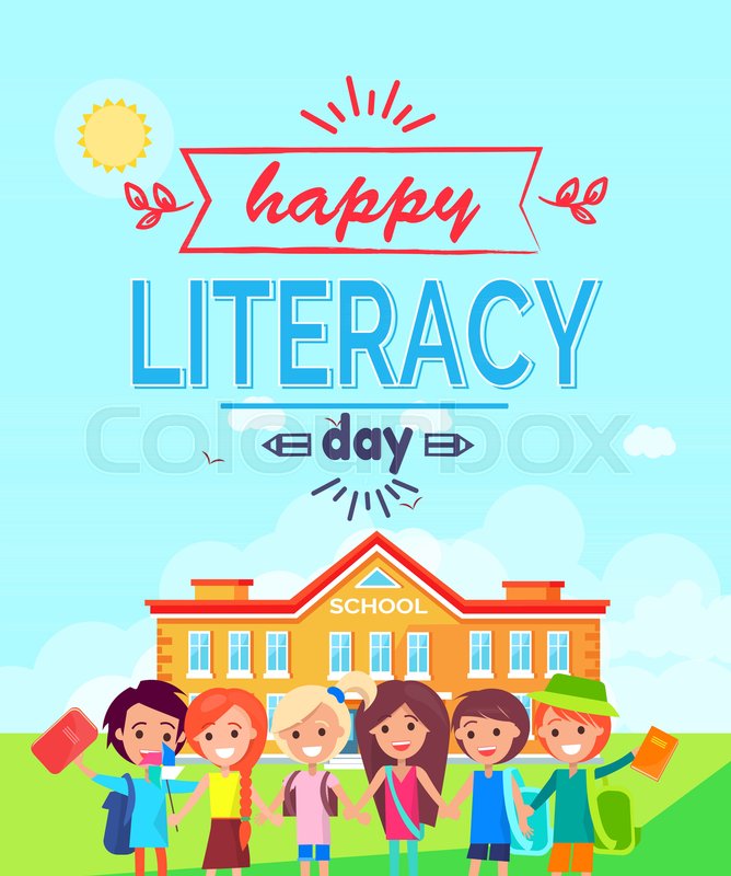 668x800 Happy Literacy Day Promotional Poster Representing Smiling Kids