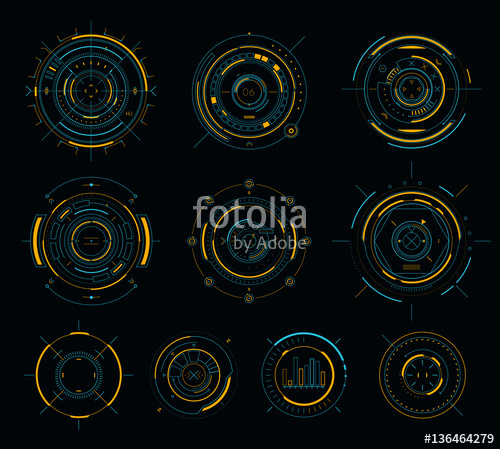 500x449 Vector Sci Fi Display Circular Elements, Hud Futuristic User