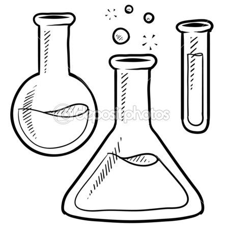 450x450 Science Lab Beakers And Test Tubes Sketch Stock Vector