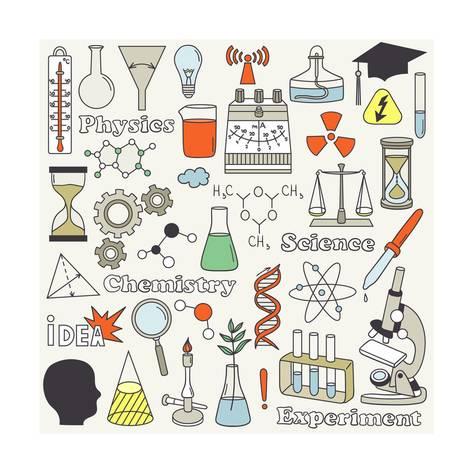 473x473 Science Icon Set Hand Drawn. Doodle Collection Vector. Big Set Of