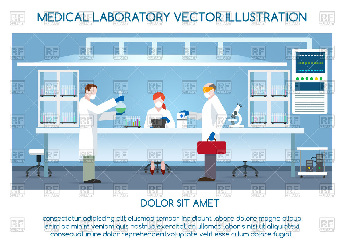 1200x869 Chemical Research Laboratory With Scientists, Lab Vector Image
