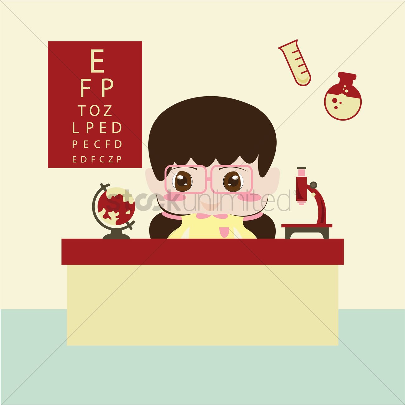 1300x1300 Girl In A Science Lab Vector Image