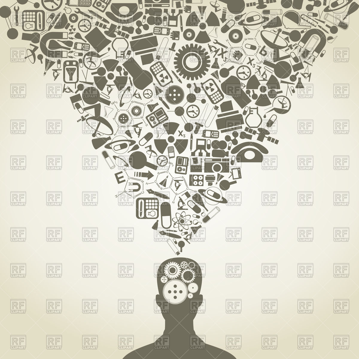 1200x1200 Head Of Objects Of Science Vector Image Vector Artwork Of Icons