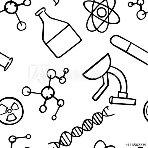 500x500 Seamless Pattern Background Chemistry. Science Vector. Wallpaper
