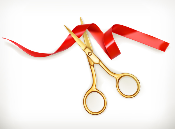 600x443 Red Ribbon With Scissors Vector 01 Free Download