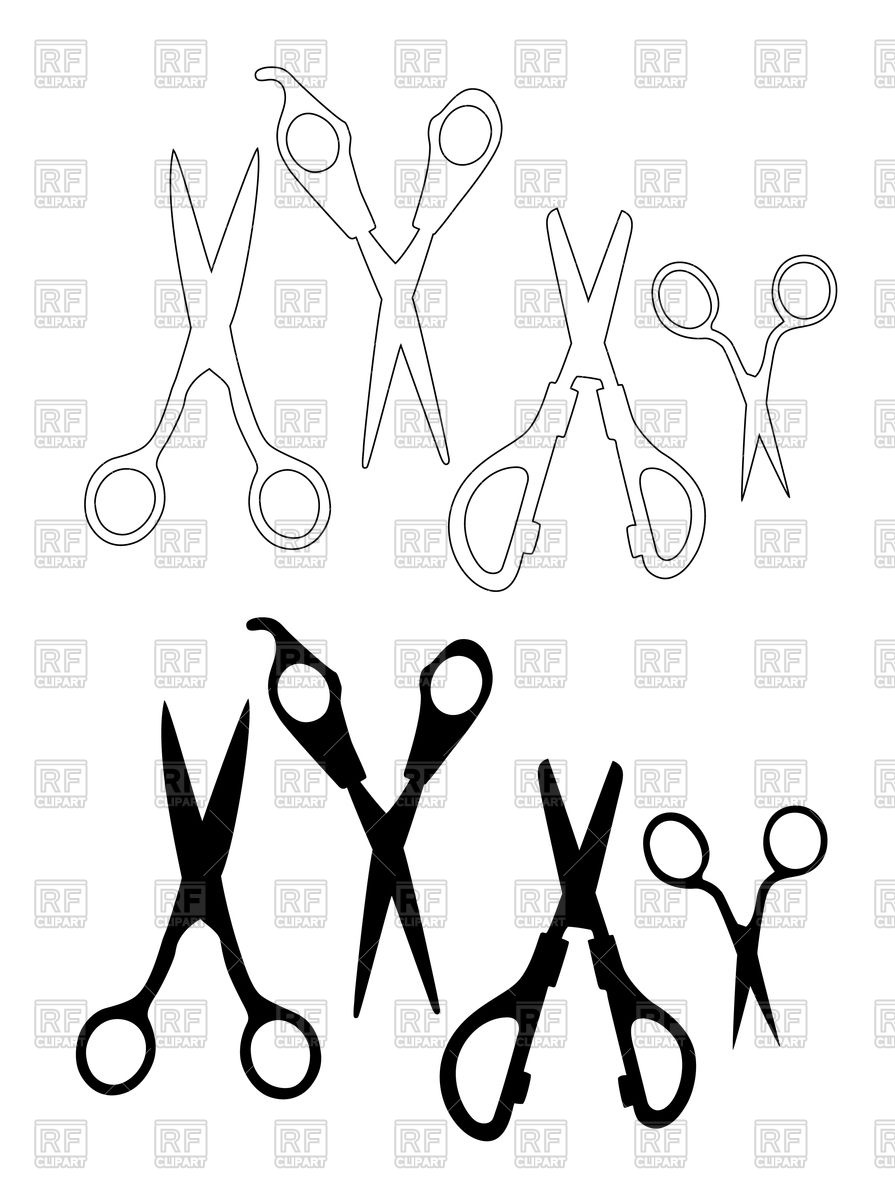 895x1200 Set Of Black And White Scissors Vector Image Vector Artwork Of