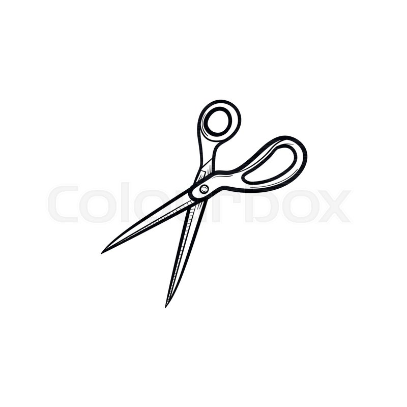 800x800 Scissors Hand Drawn Outline Doodle Icon. Stationery