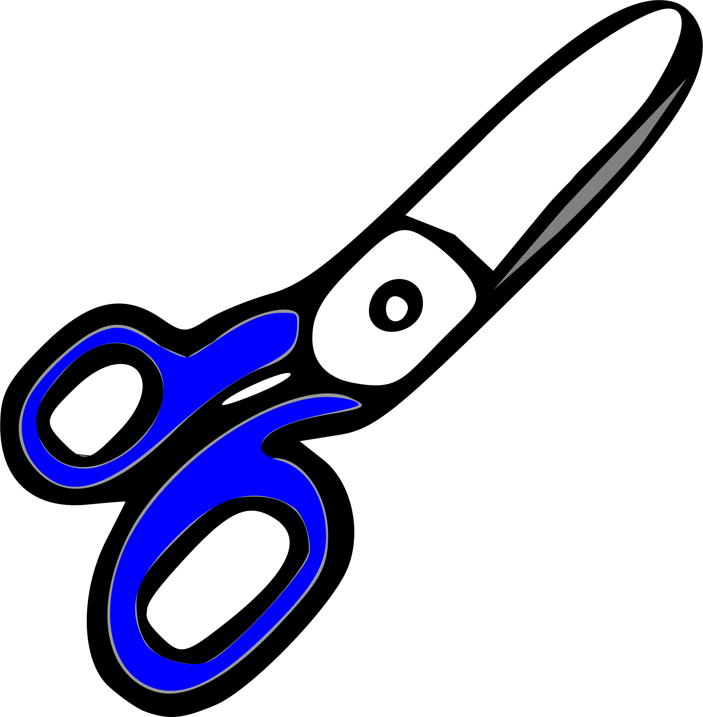 2309x2357 Blue Scissors Vector Clipart Image