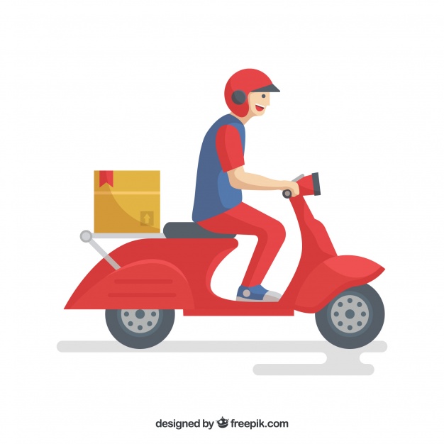 626x626 Smiley Delivery Man On Scooter Vector Free Download