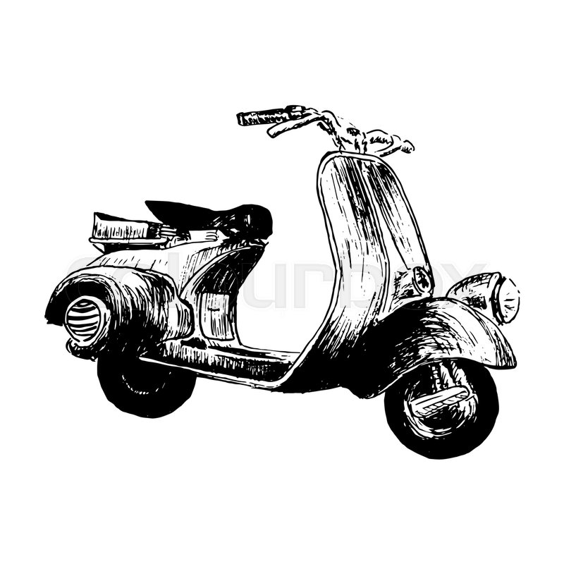 800x800 Vintage Motor Scooter. Vector Illustration, Hand Graphics
