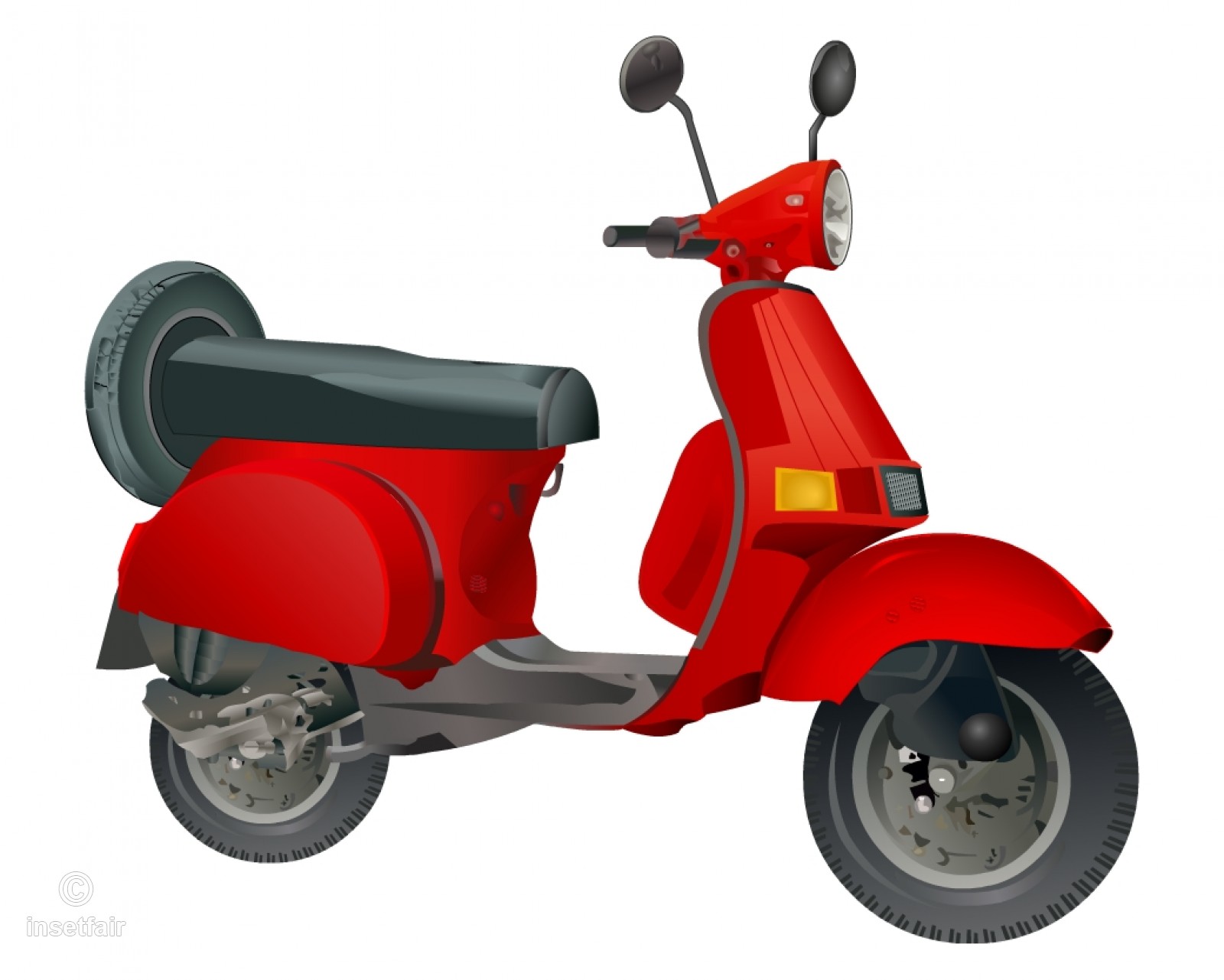 1600x1281 Vintage Red Vespa Scooter Vector Png Graphics