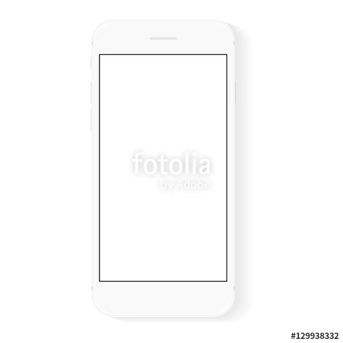 500x500 White Flat Phone White Screen, Vector Drawing Modern Smart Phone